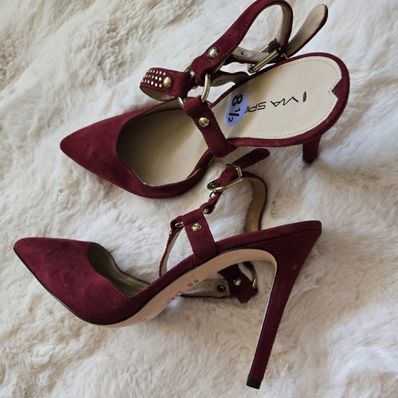 Via Spiga Strappy Heels Maroon Size 8.5 - Picture 5 of 7